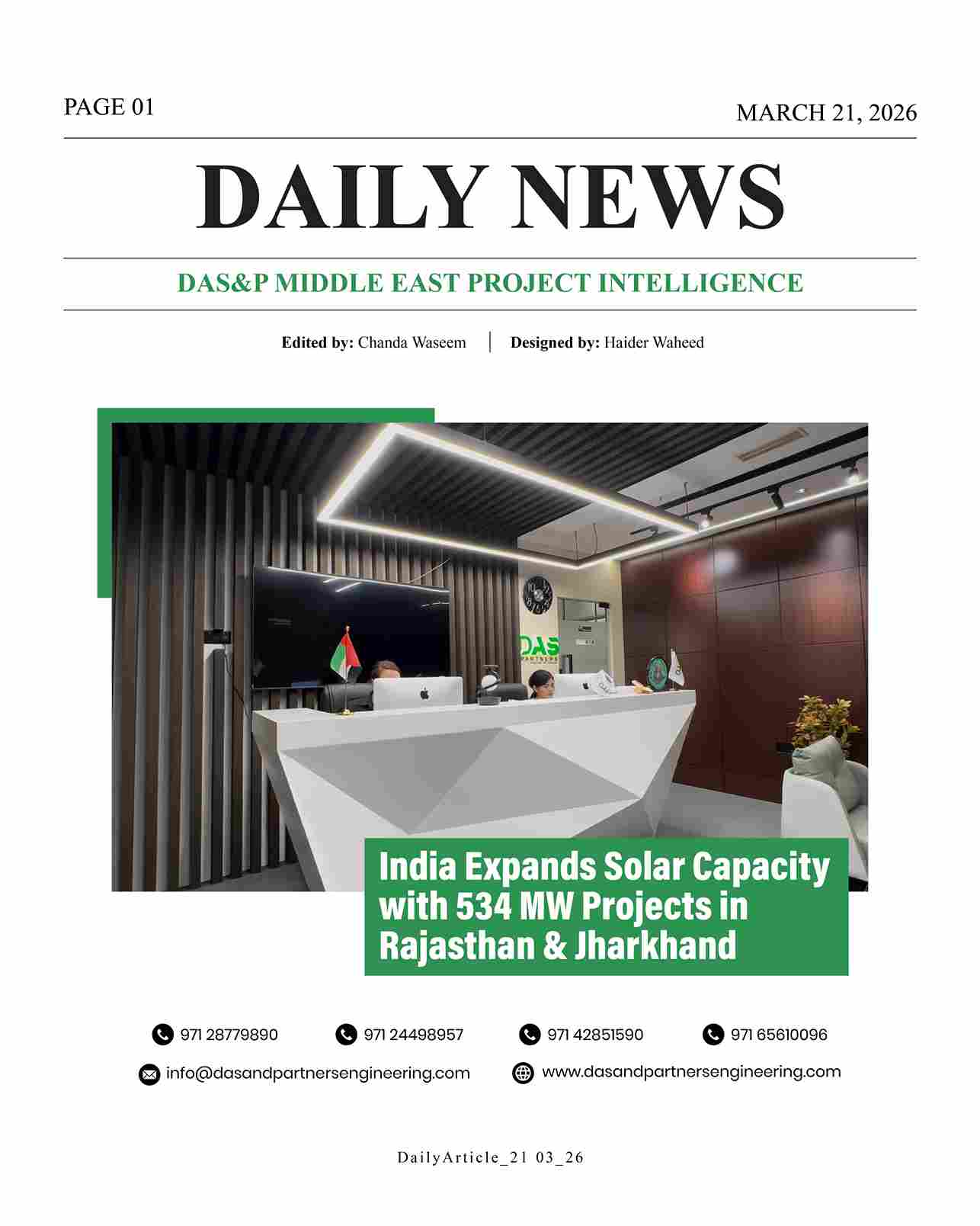 Daily News with DAS&P - 21st Mar 2026